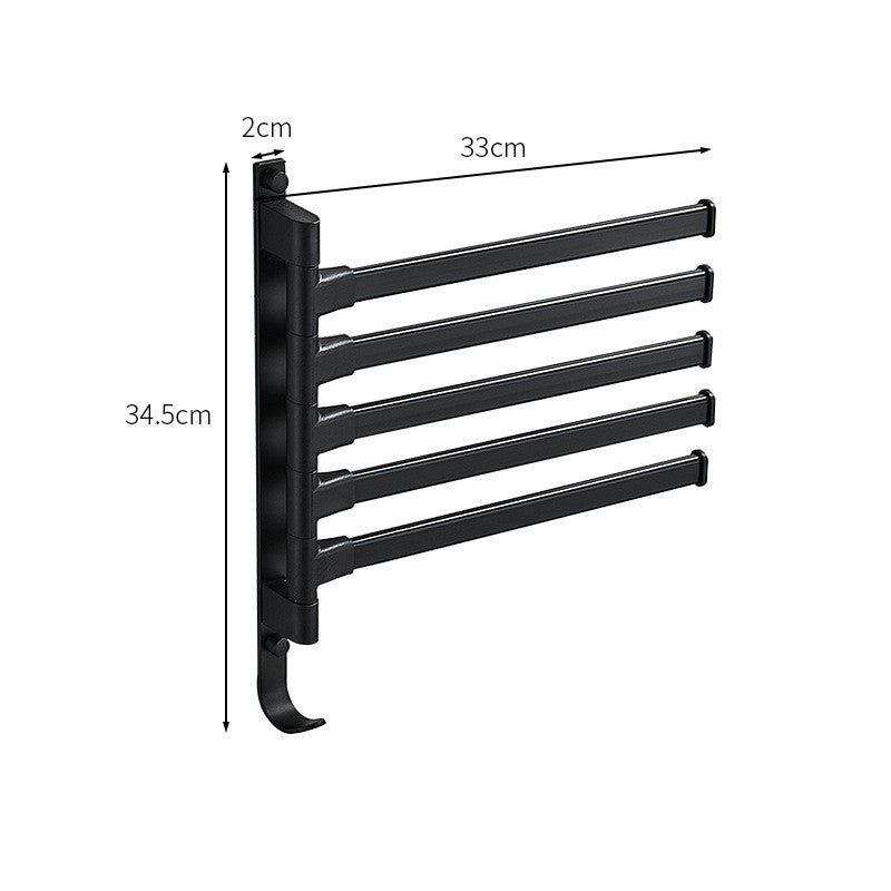 BATHARC – Porta Asciugamani Nero Opaco Elegante con 5 Bracci Rotanti