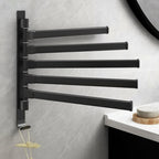 BATHARC – Porta Asciugamani Nero Opaco Elegante con 5 Bracci Rotanti