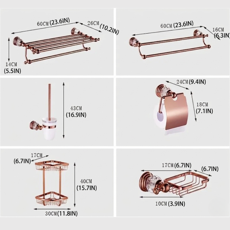Accessori da Bagno in Ottone Lusso Rosa Oro