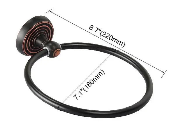 Anello Porta Asciugamani Circolare Nero con Finitura in Olio Rubato da Muro per Bagno