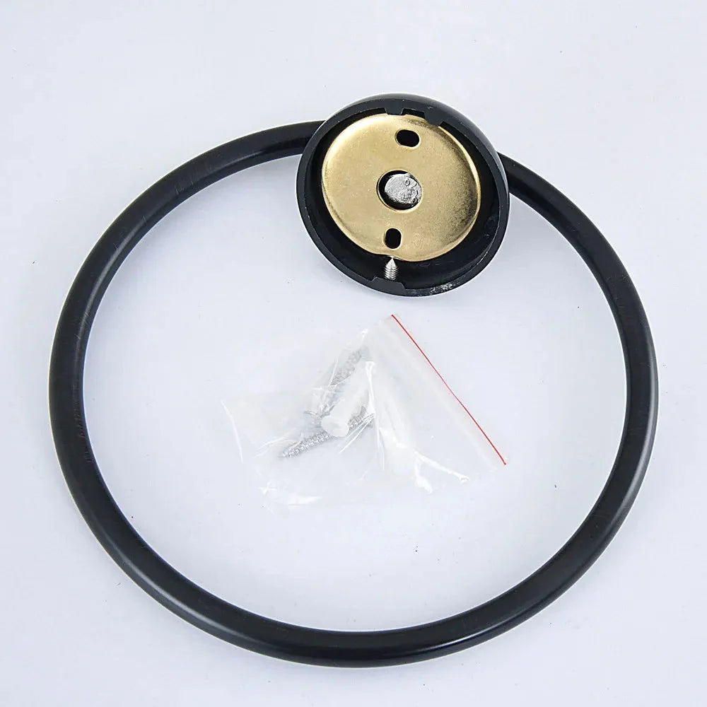 Anello Porta Asciugamani Circolare Nero con Finitura in Olio Rubato da Muro per Bagno