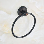 Anello Porta Asciugamani Circolare Nero con Finitura in Olio Rubato da Muro per Bagno