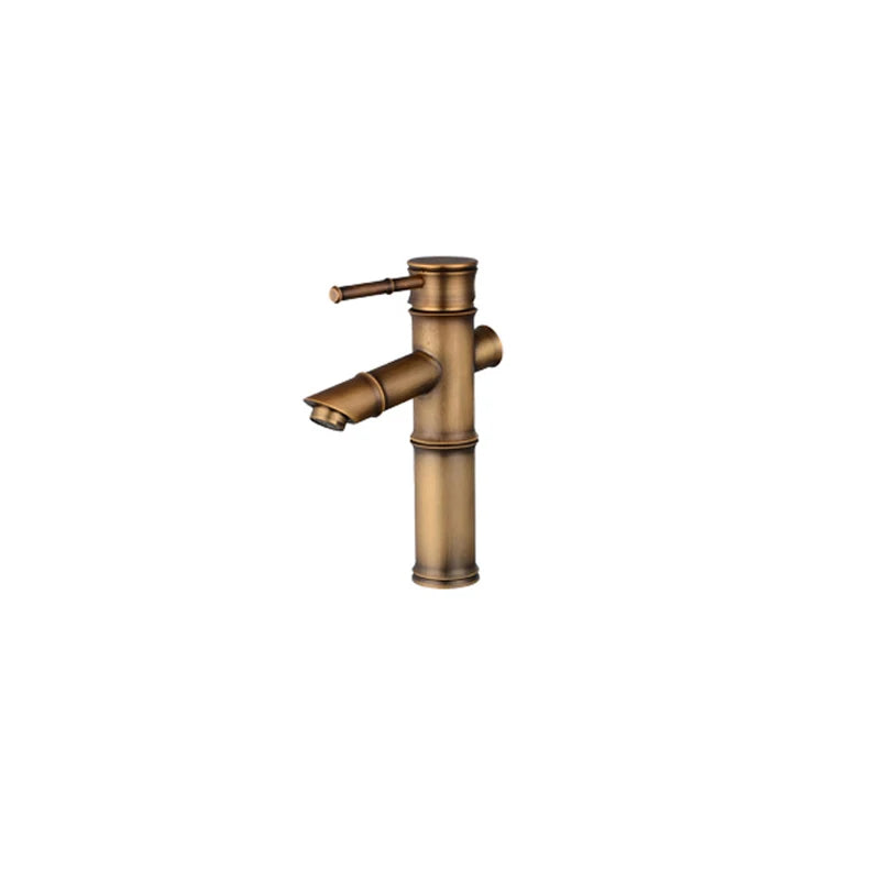 Rubinetto per Lavabo da Bagno in Ottone Antico a Forma di Bambù
