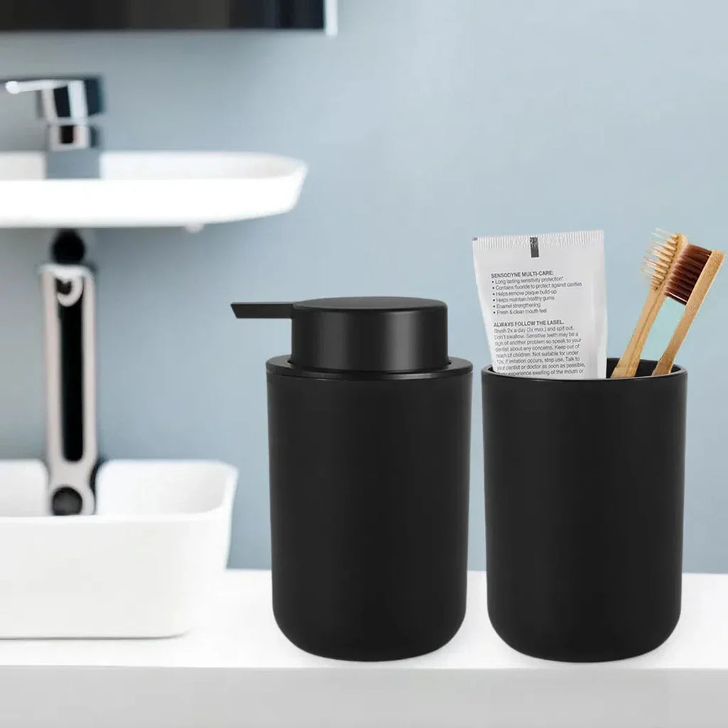 Dispenser di Sapone Liquido Schiumoso Ricaricabile per Bagno con Bicchiere per Collutorio
