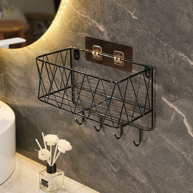 Mensola da Bagno Porta Oggetti Senza Fori, Cesto da Appendere