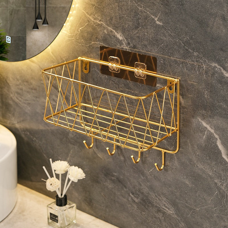 Mensola da Bagno Porta Oggetti Senza Fori, Cesto da Appendere