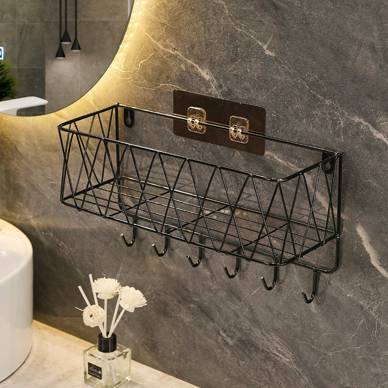 Mensola da Bagno Porta Oggetti Senza Fori, Cesto da Appendere