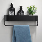 Mensola da Bagno Supporto Mensole da Parete Porta Asciugamani Nero Stoccaggio Doccia