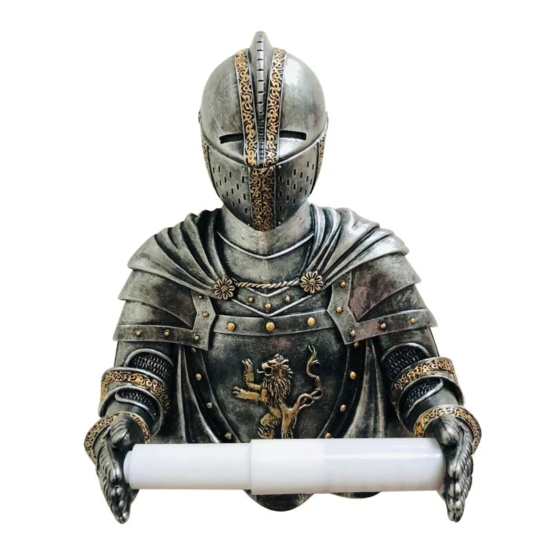 Porta Carta Igienica Statua Medievale Cavaliere Dispenser Carta Igienica