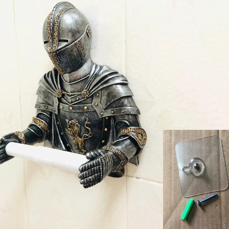 Porta Carta Igienica Statua Medievale Cavaliere Dispenser Carta Igienica