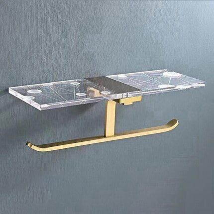 Supporto per Carta da Bagno in Legno da Muro con Rack per Telefono e Mensola per Carta Igienica