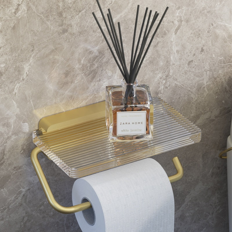 Supporto per Carta da Bagno in Legno da Muro con Rack per Telefono e Mensola per Carta Igienica