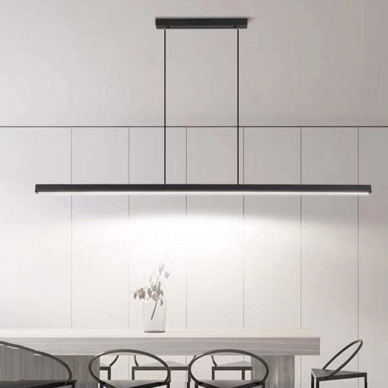 Lampada a sospensione LED in metallo lineare moderno Thala Nera/Marrone