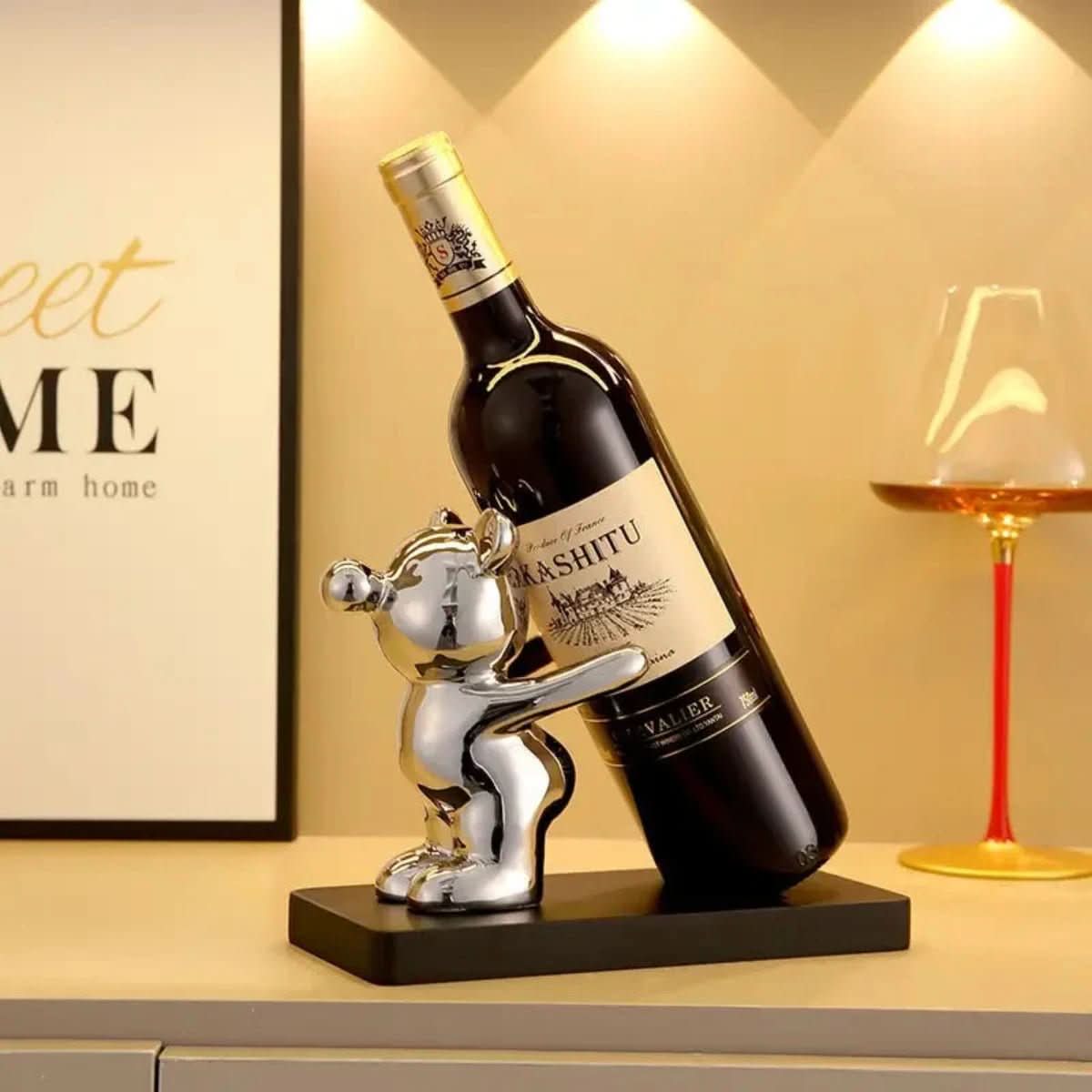 Portabottiglie Bearwine – Porta Bottiglie Decorativo in Ceramica con Design Giocoso di Orso