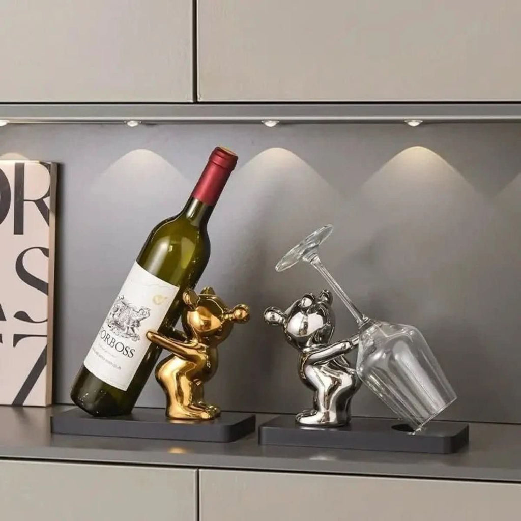 Portabottiglie Bearwine – Porta Bottiglie Decorativo in Ceramica con Design Giocoso di Orso