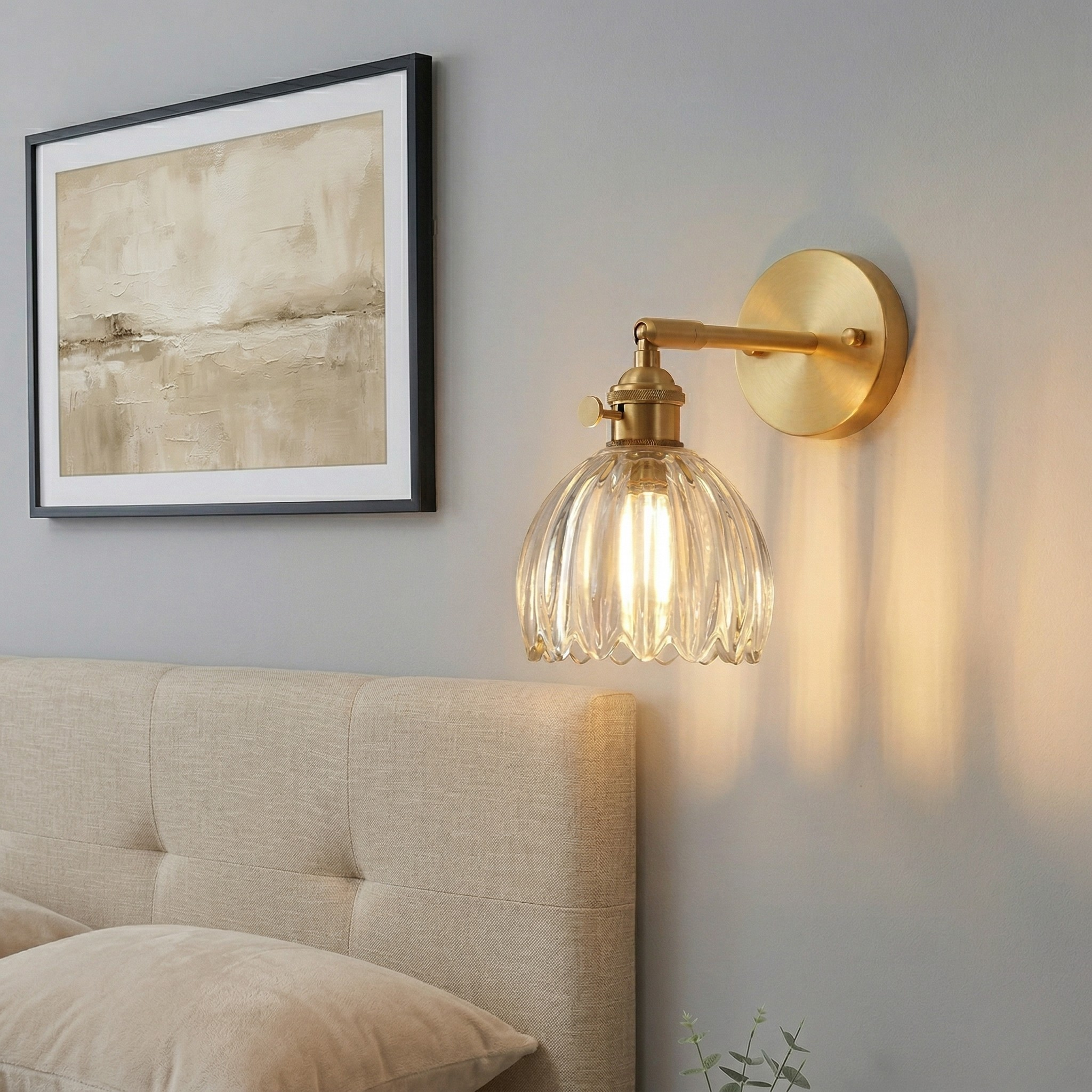 Applique da Parete in Vetro Stile Vintage Lampada Elegante Decorativa