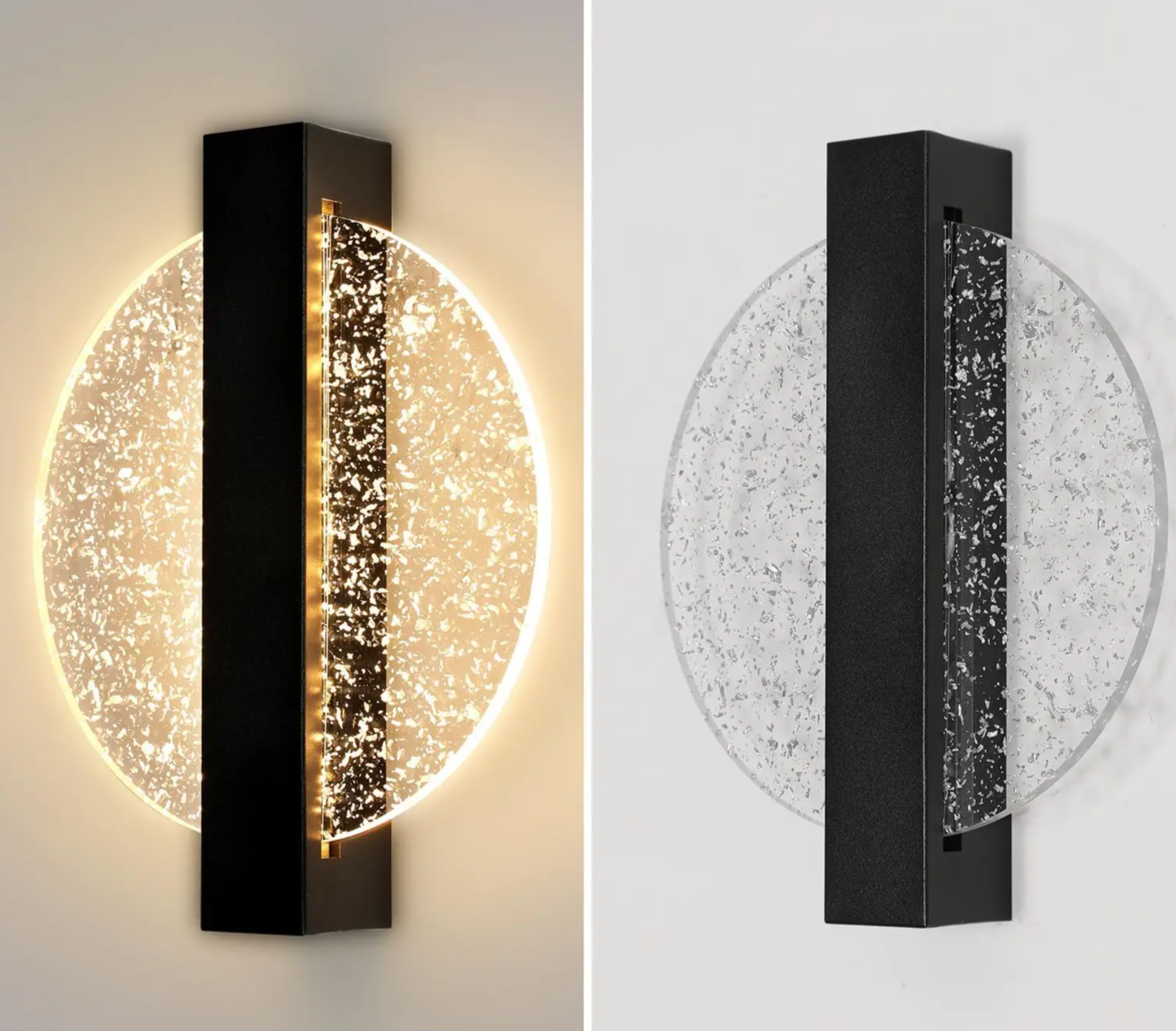 LumaLeaf Pannello Rotondo da Parete – Lampada da Parete LED Moderna con Foglia Argento e Luce Calda (3500K)
