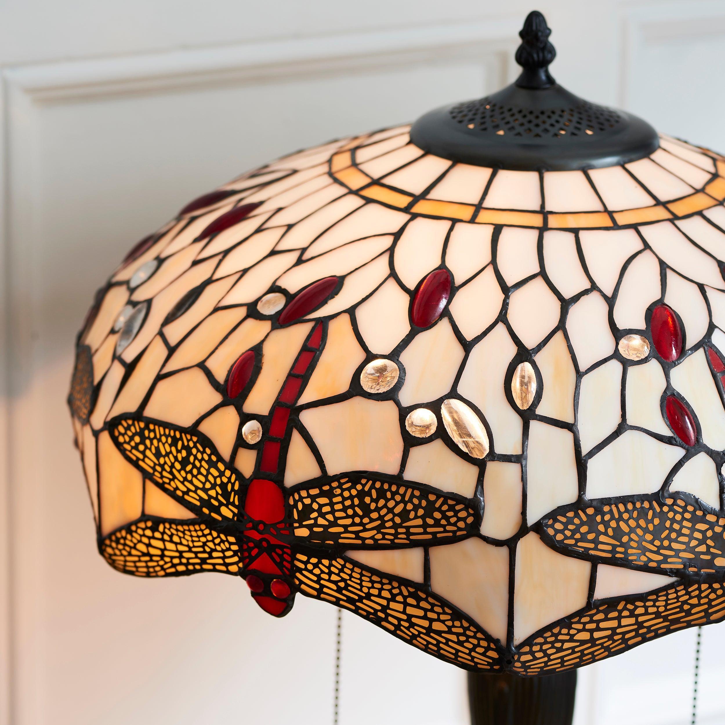 Lampada da Tavolo Tiffany Dragonfly Beige Interiors 1900 - Corda di Trazione