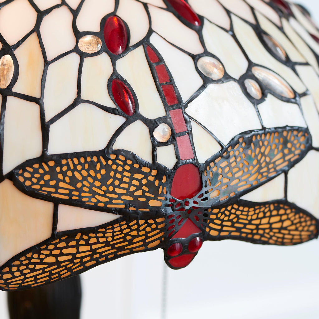 Lampada da Tavolo Tiffany Dragonfly Beige Interiors 1900 - Corda di Trazione