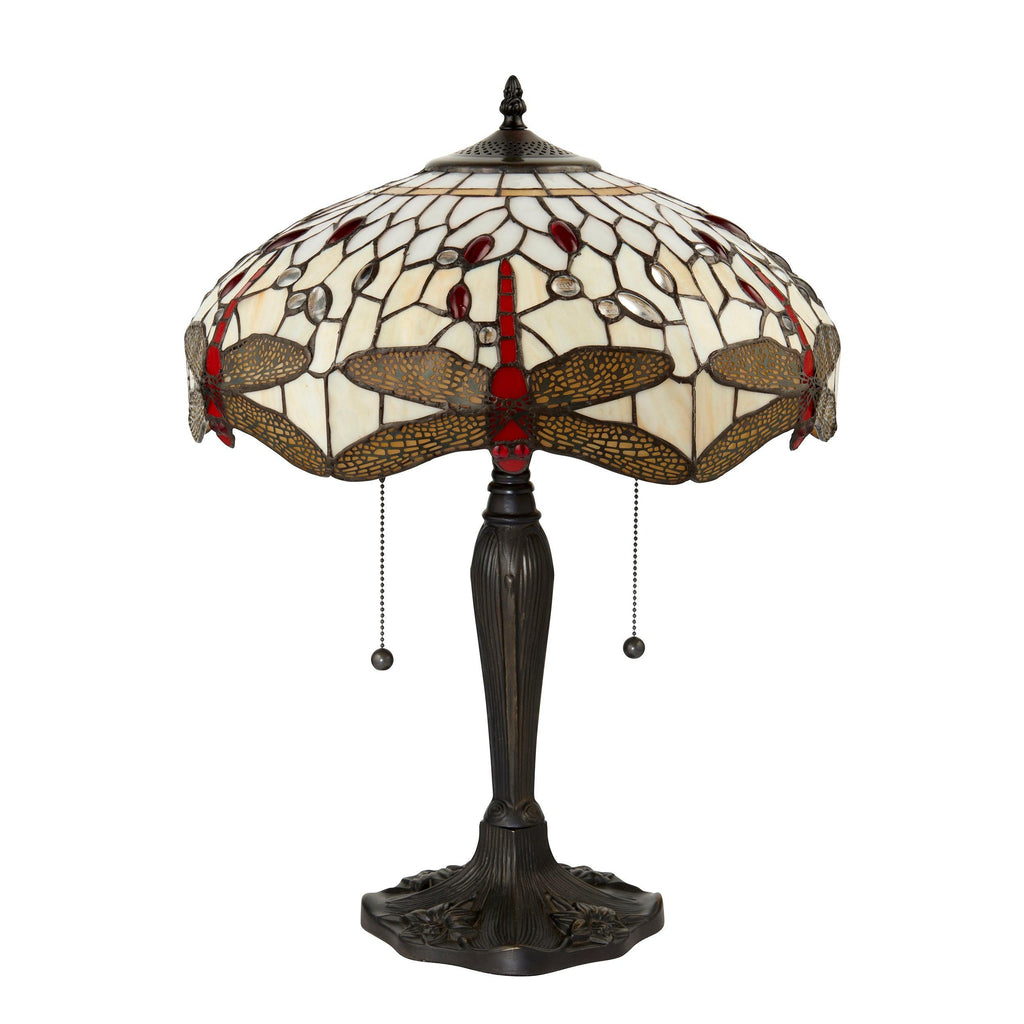 Lampada da Tavolo Tiffany Dragonfly Beige Interiors 1900 - Corda di Trazione