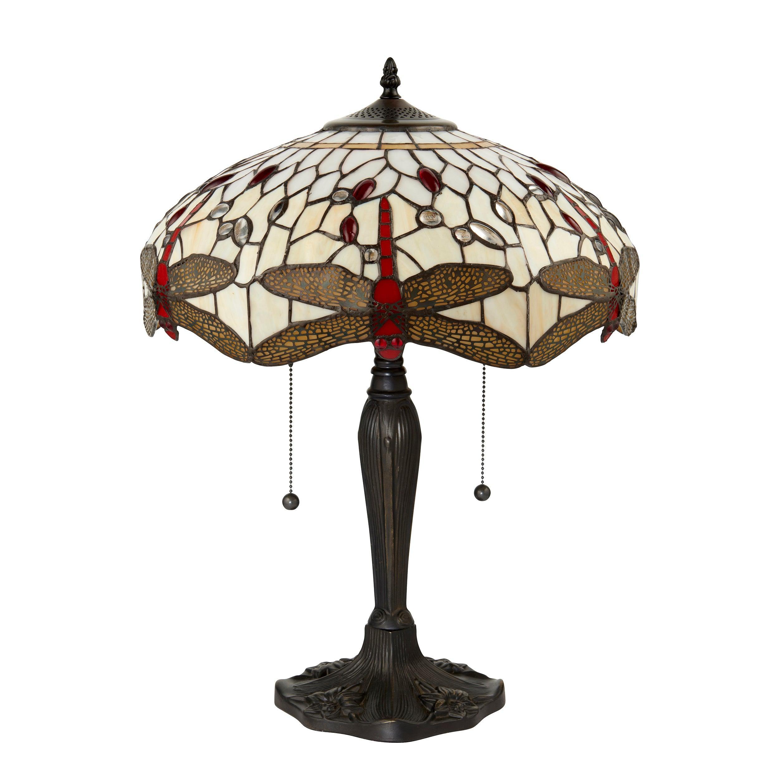 Lampada da Tavolo Tiffany Dragonfly Beige Interiors 1900 - Corda di Trazione