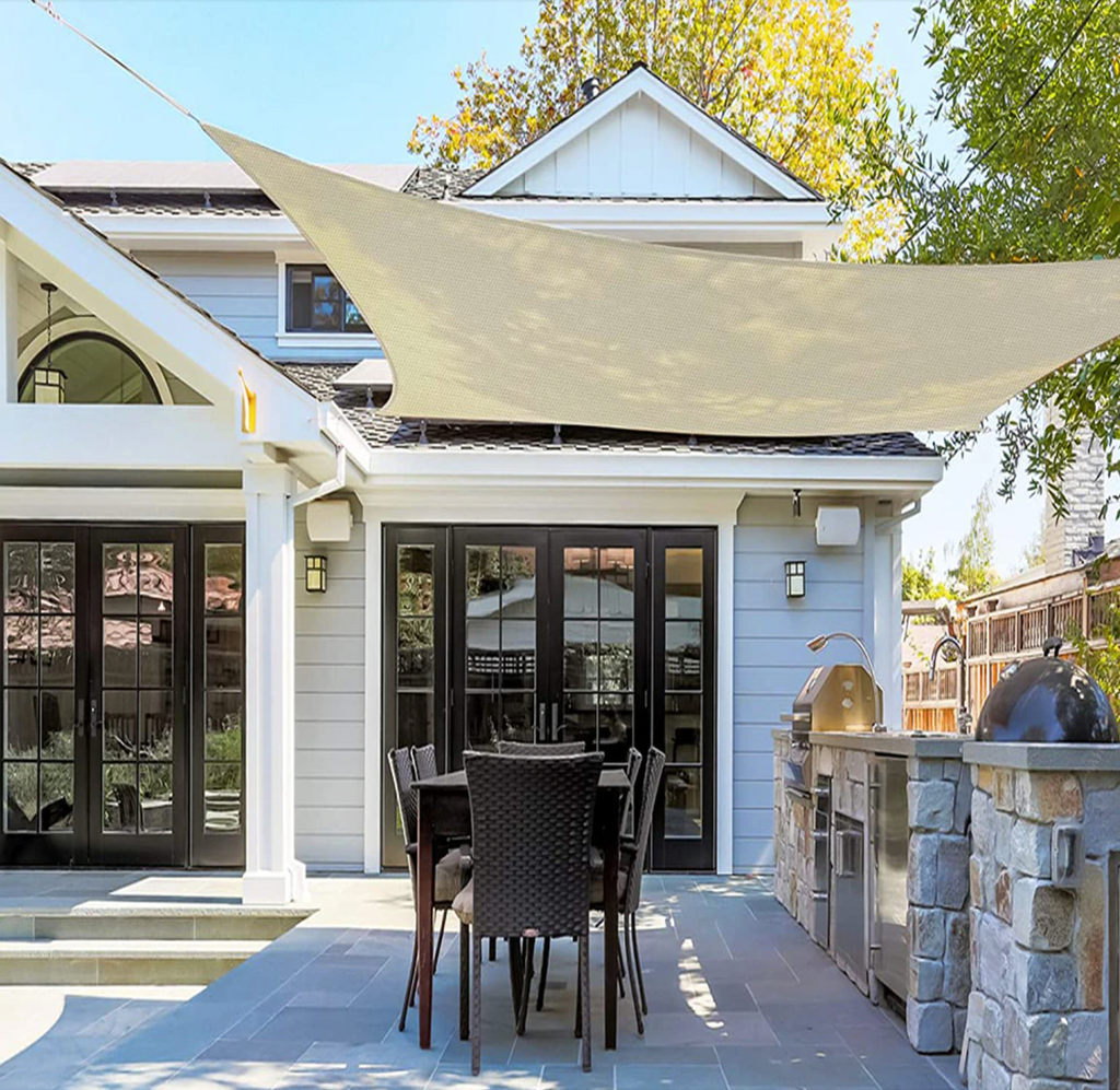 Valior | Tenda da sole UV in Grigio e Beige per Giardino, Patio e Balcone, Triangolo e Rettangolo
