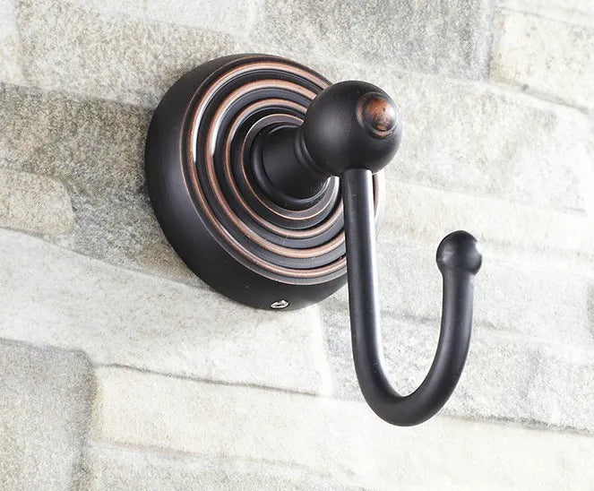 Gancio per Accappatoio Singolo da Muro in Ottone Nero Spazzolato
