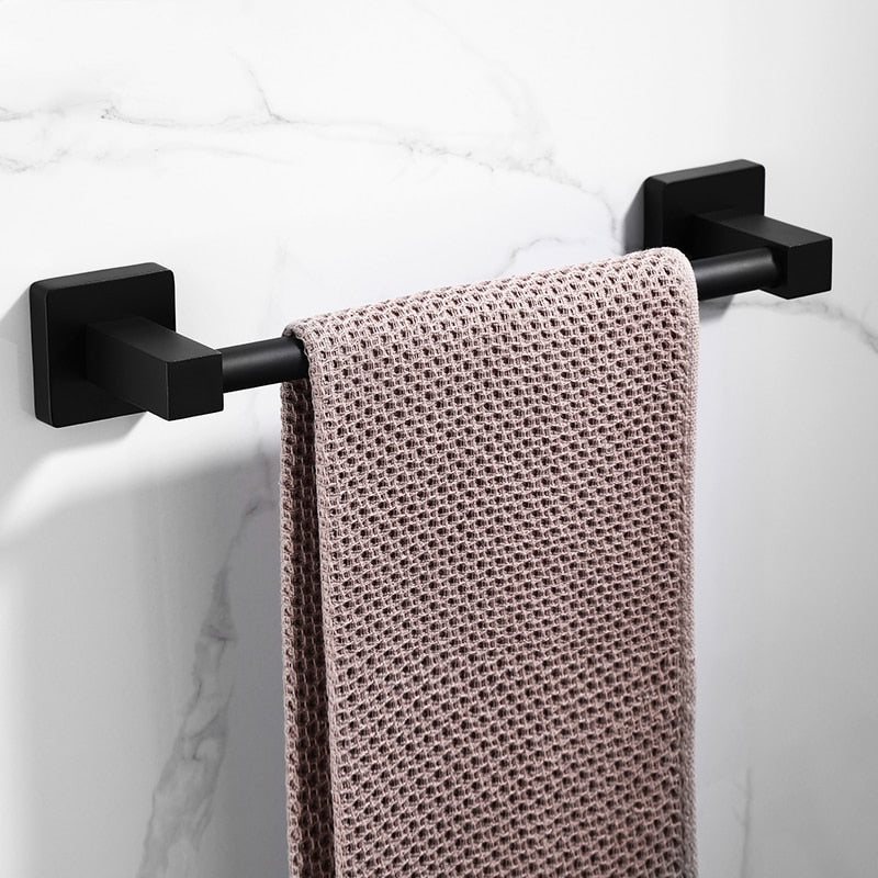 Supporti per Asciugamani Neri Rack per Asciugamani da Bagno in Alluminio Nero