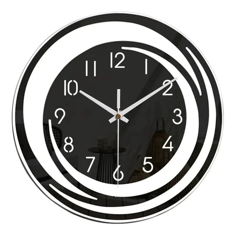 BLACKHOUR – Orologio da parete moderno in acrilico nero con funzionamento silenzioso