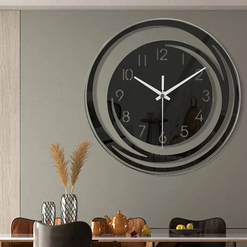BLACKHOUR – Orologio da parete moderno in acrilico nero con funzionamento silenzioso