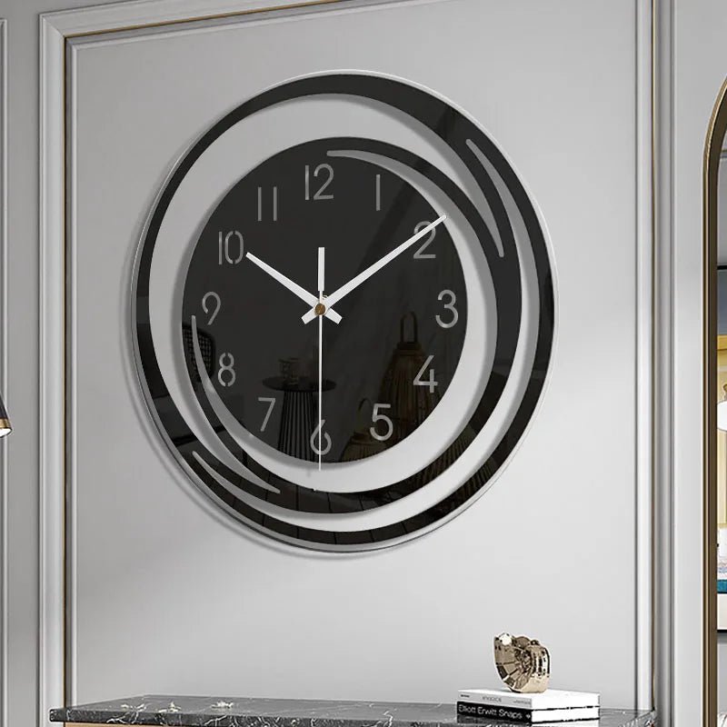 BLACKHOUR – Orologio da parete moderno in acrilico nero con funzionamento silenzioso