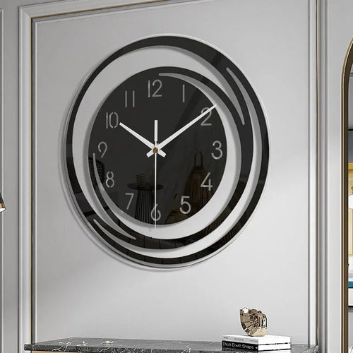 BLACKHOUR – Orologio da parete moderno in acrilico nero con funzionamento silenzioso