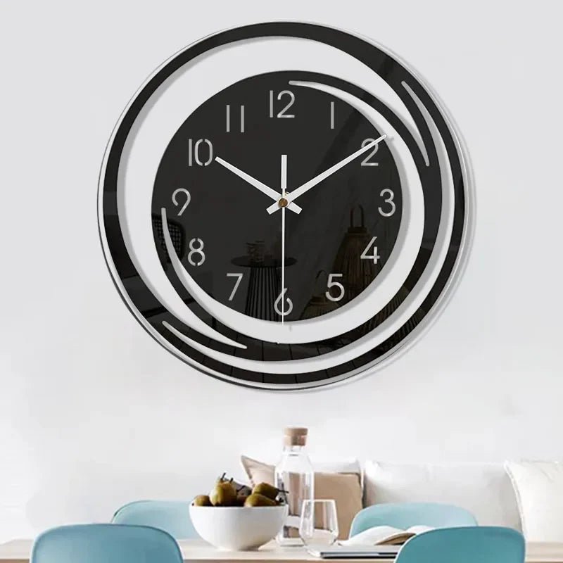 BLACKHOUR – Orologio da parete moderno in acrilico nero con funzionamento silenzioso