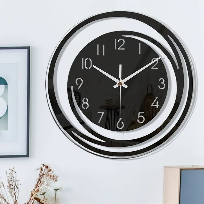 BLACKHOUR – Orologio da parete moderno in acrilico nero con funzionamento silenzioso