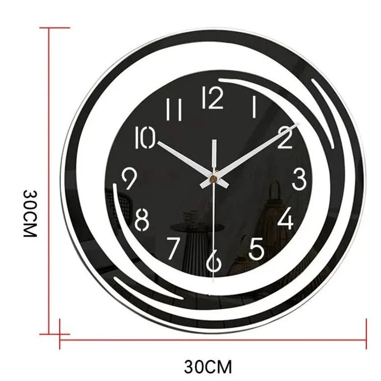 BLACKHOUR – Orologio da parete moderno in acrilico nero con funzionamento silenzioso