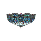 Lampada da soffitto Tiffany grande Libellula Blu