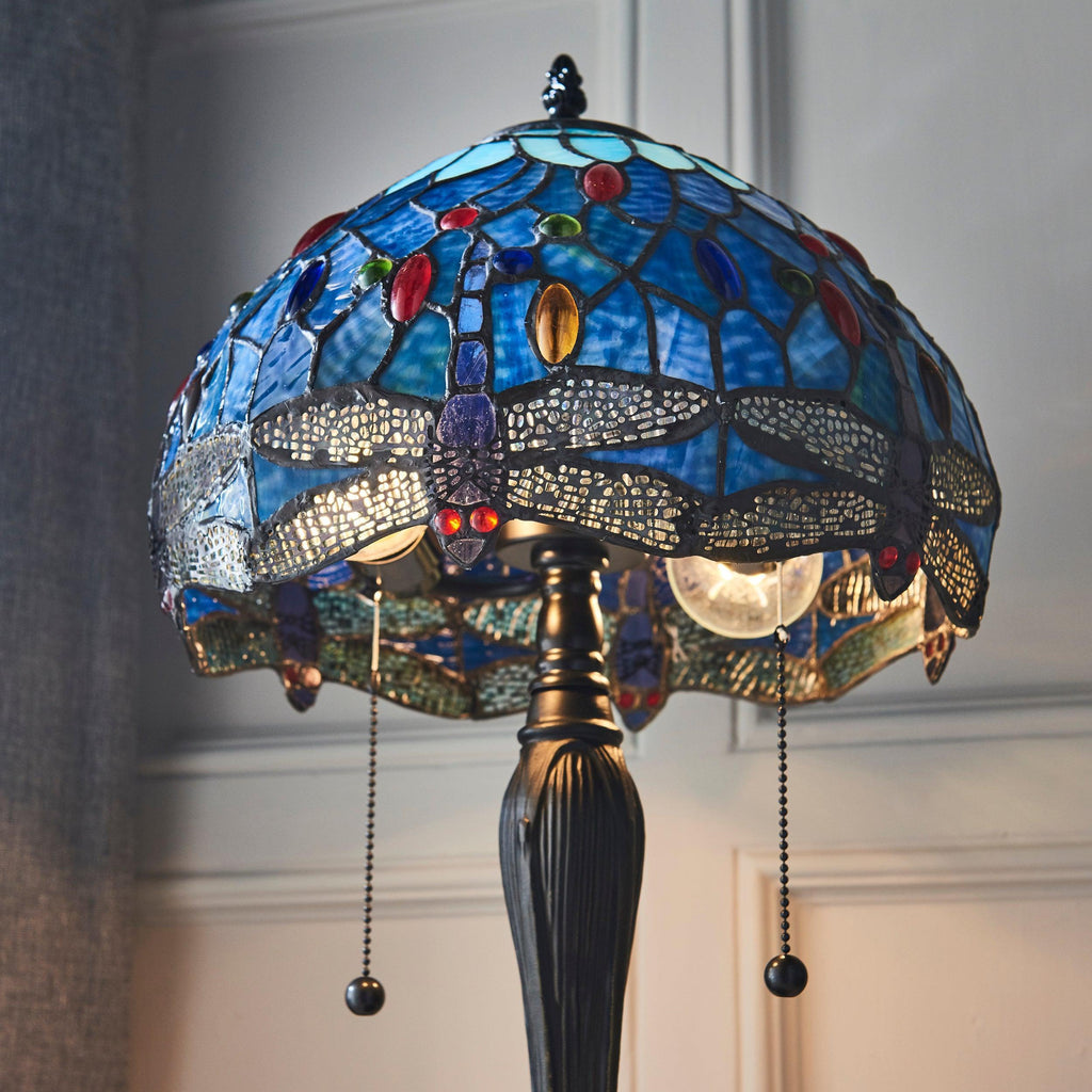 Lampada da Tavolo Tiffany Piccola Libellula Blu Interiors 1900
