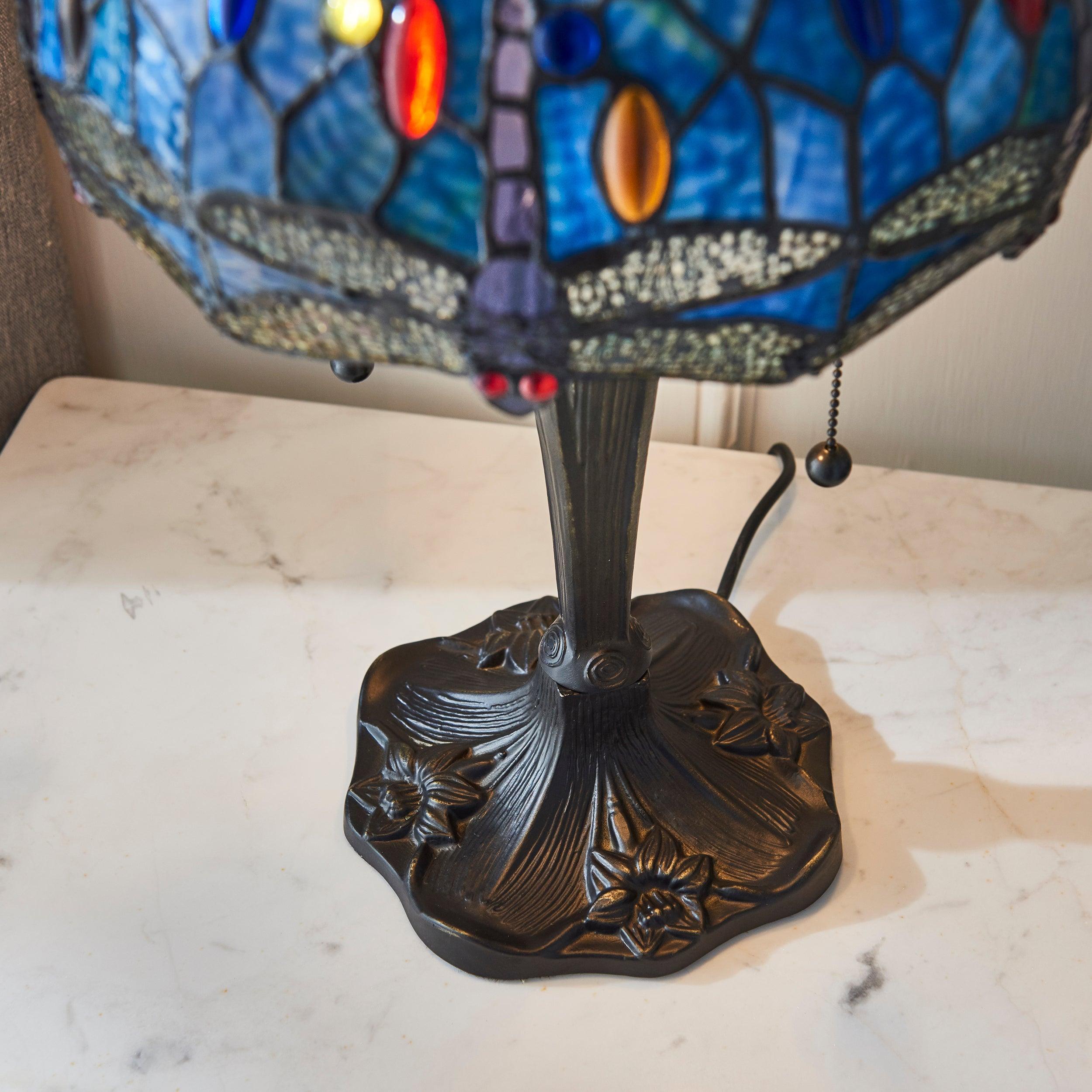 Lampada da Tavolo Tiffany Piccola Libellula Blu Interiors 1900