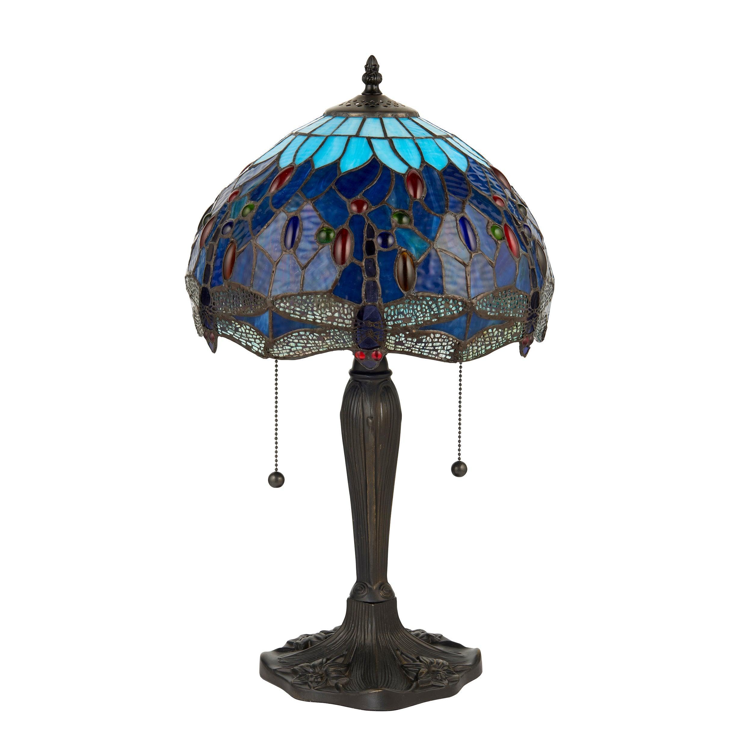 Lampada da Tavolo Tiffany Piccola Libellula Blu Interiors 1900