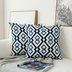 Auralithe - Cuscino Ricamato Blu con Motivo Ornamentale