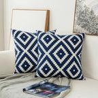 Auralithe - Cuscino Ricamato Blu con Motivo Ornamentale
