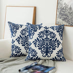 Auralithe - Cuscino Ricamato Blu con Motivo Ornamentale