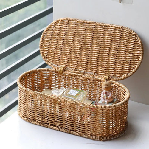 BOHOVINE – Cesto di Stoccaggio in Rattan Imitazione Bohemien per un'Organizzazione Elegante