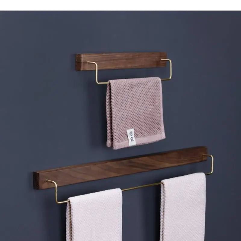 Portasciugamani da Bagno a Muro in Ottone e Legno