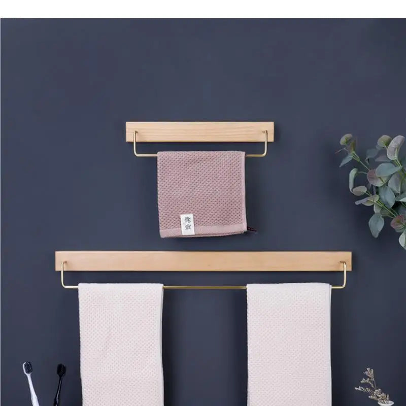 Portasciugamani da Bagno a Muro in Ottone e Legno