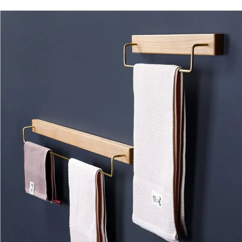 Portasciugamani da Bagno a Muro in Ottone e Legno