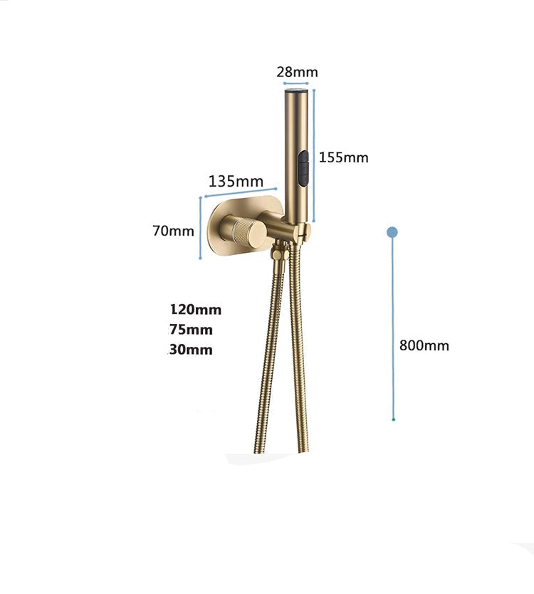 Rubinetto per Doccia Bidet in Ottone Miscelatore Acqua Calda e Fredda Shattaf