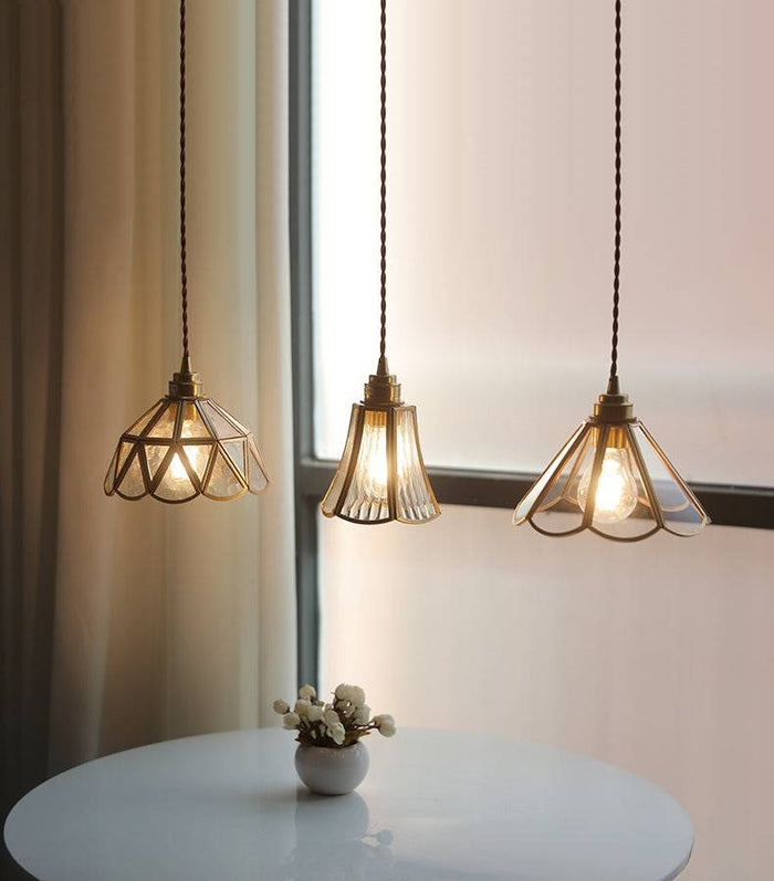 Lampada a Sospensione in Vetro e Ottone