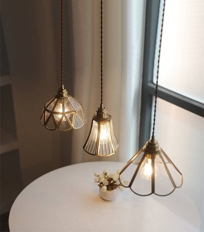 Lampada a Sospensione in Vetro e Ottone