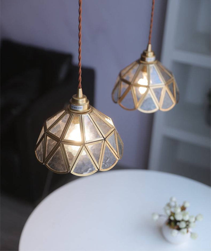 Lampada a Sospensione in Vetro e Ottone